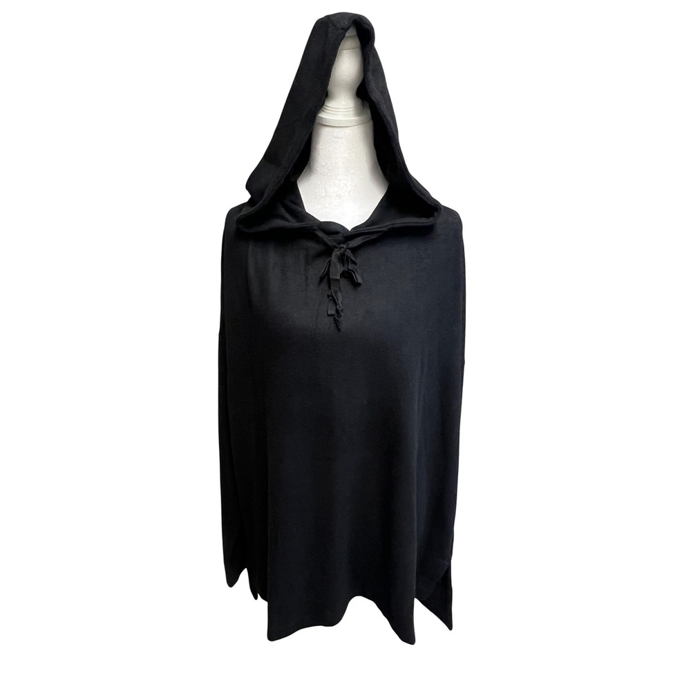 Max & Mia Hooded Pullover Sweatshirt Black Jersey Knit Sz XXL Loungewear Gothic